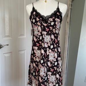Victoria's Secret black floral lace slip dress with adjustable straps